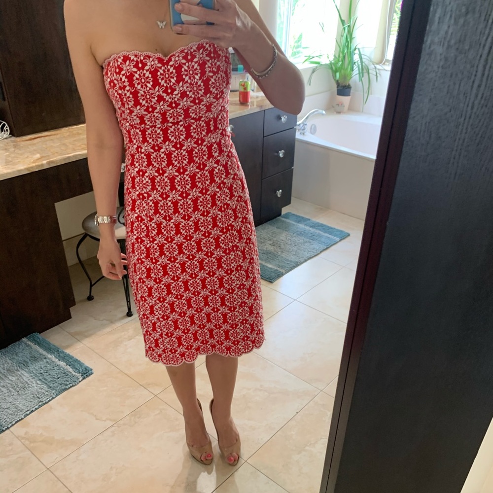 Moda international red embroidered dress VSC